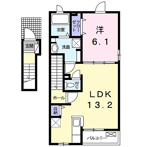 ローマアリエス．Ｂ 201｜茨城県神栖市柳川(賃貸アパート1LDK・2階・46.90㎡)の写真 その2