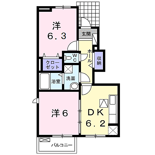 アヴニールVII 102｜茨城県神栖市深芝南３丁目(賃貸アパート2DK・1階・44.94㎡)の写真 その2