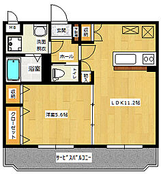 ミヨヒコHK−K1 4階1LDKの間取り