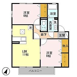 カサブランカA 2LDKの間取図画像