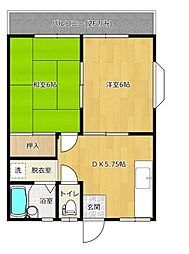 ドエル・ニシノB 2DKの間取図画像
