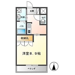 アクアマリン 1Kの間取図画像