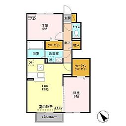 グランドゥール大野原2 2LDKの間取図画像