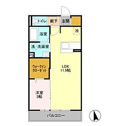 ディアマントA 1LDKの間取図画像
