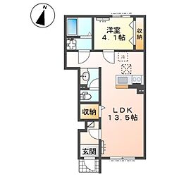 旭ケ丘新築アパート 1LDKの間取図画像