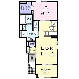 バーデンハイムネクスト2 1LDKの間取図画像