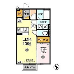 ヴィラ・グリーン 1LDKの間取図画像