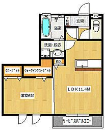 ヒルズ長栖 1LDKの間取図画像