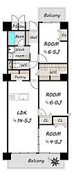 香里ケ丘セントポリア2号棟 3SLDKの間取図画像