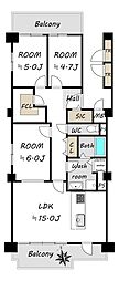 摂津スカイハイツ 3SLDKの間取図画像