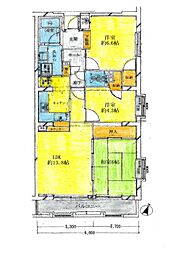 コスモ与野本町アソート 3LDKの間取図画像