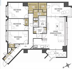 ガーデンヒルズラ・モード白石ステーション 4LDKの間取図画像