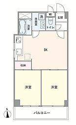 スカイワード亀有 2DKの間取図画像