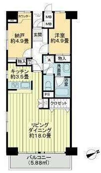 ライオンズマンション南砂町 1F｜東京都江東区東砂７丁目(賃貸マンション1SLDK・1階・64.10㎡)の写真 その2