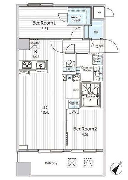 ビエラコート日本橋久松町 601｜東京都中央区日本橋久松町(賃貸マンション2LDK・6階・58.85㎡)の写真 その2