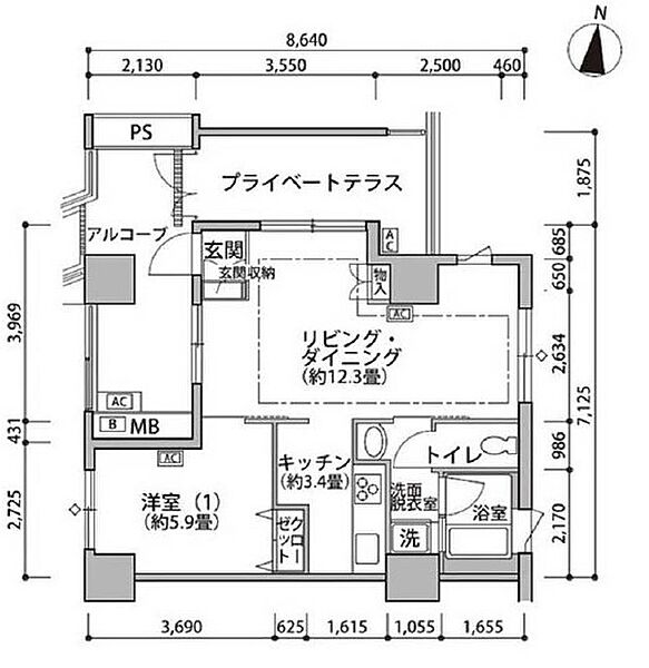 東雲キャナルコートCODAN19号棟 1008｜東京都江東区東雲１丁目(賃貸マンション1LDK・10階・50.16㎡)の写真 その2