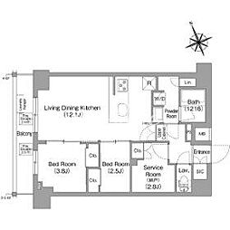 コンフォリア東葛西 7階2SLDKの間取り