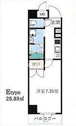 エスグランデ門前仲町 7階1Kの間取り