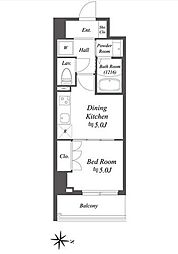 AlphaPrime東陽町 1DKの間取図画像