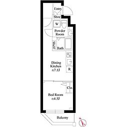 GRANPASEO門前仲町 1DKの間取図画像