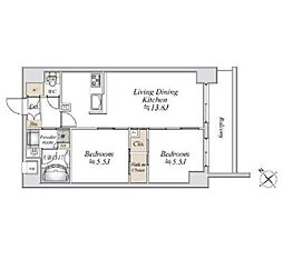 LianaArtPark 2LDKの間取図画像