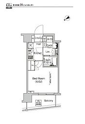 プラウドフラット門前仲町4 1Kの間取図画像