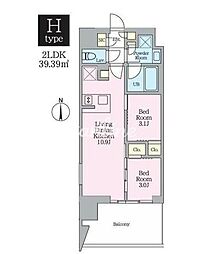 クレストコート東陽町 2LDKの間取図画像