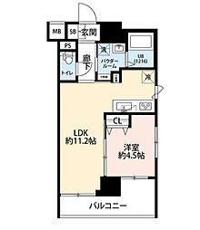 プレール・ドゥーク門前仲町3 1LDKの間取図画像