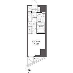 WORVE東京木場 1Kの間取図画像