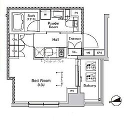 プラウドフラット門前仲町5 1Kの間取図画像