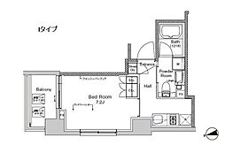 プラウドフラット門前仲町5 1Kの間取図画像