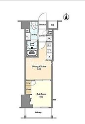 AZURETERRACE東陽町 1DKの間取図画像