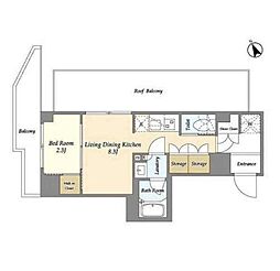 AZURETERRACE門前仲町 1LDKの間取図画像