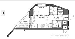 プラウドフラット門前仲町2 ワンルームの間取図画像