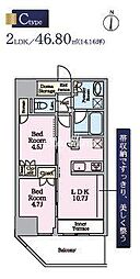 リビオメゾン東陽町Hutte 2LDKの間取図画像