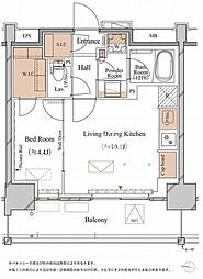 ブランシエスタ木場 1LDKの間取図画像