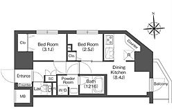 COMFORIALIV木場 2DKの間取図画像