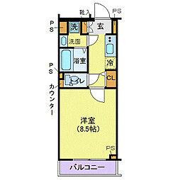 ジェノヴィア高円寺スカイガーデン 3階1Kの間取り