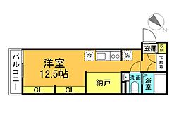 JR呉線 天神川駅 徒歩22分の賃貸アパート 1階ワンルームの間取り