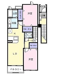 メリディオ1番館 2LDKの間取図画像
