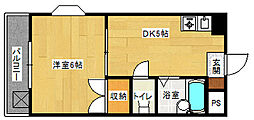 サンライズ鶴江A棟 1Kの間取図画像