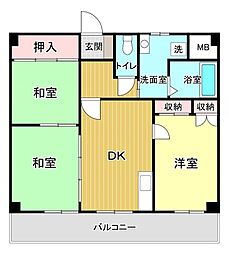 功野マンション 3DKの間取図画像