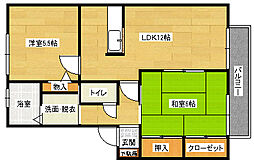 ハーモニー梅林B 2LDKの間取図画像