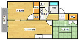 セジュール田中 2LDKの間取図画像