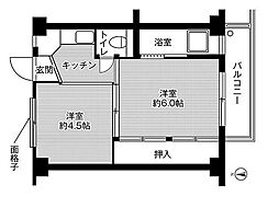 ビレッジハウス安古市2号棟 2Kの間取図画像