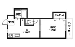 カルチェ吉信 1DKの間取図画像