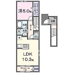 広島市安佐南区緑井4丁目アパート 1LDKの間取図画像