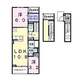 リバーサイド伴 2LDKの間取図画像