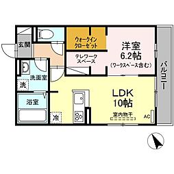 ソルイユ緑井 1LDKの間取図画像