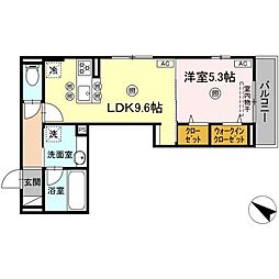 Colermo舟入南 1LDKの間取図画像